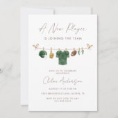 Green A New Player Football Baby Shower 招待状 (正面)