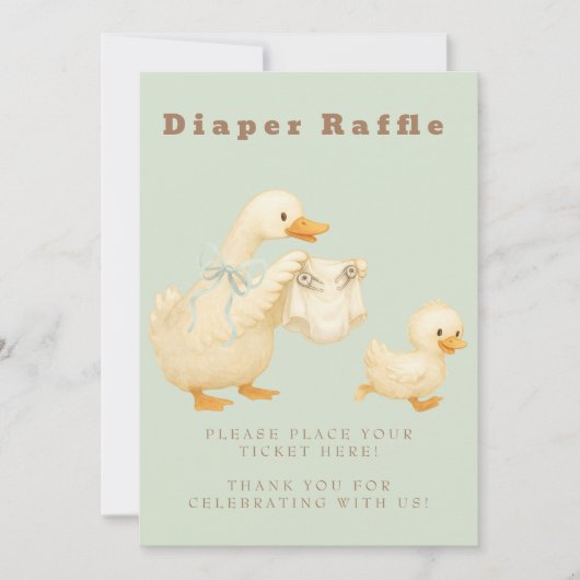 Green A Silly Goose Diaper Raffle Table Sign  招待状 (正面)
