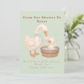 Green A Silly Goose From Our Shower To Yours Sign 招待状 (スタンド正面)