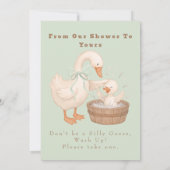 Green A Silly Goose From Our Shower To Yours Sign 招待状 (裏面)