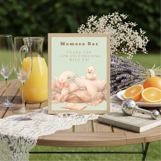 Green A Silly Goose "Momosa" Mimosa  Table Sign  招待状