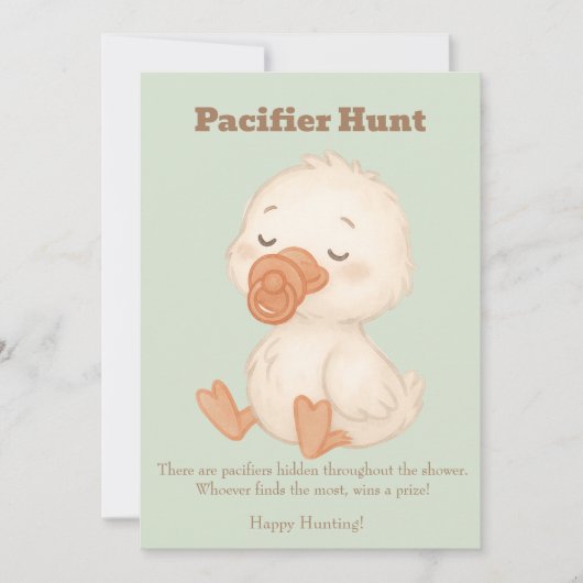 Green A Silly Goose Pacifier Hunt Baby Shower   招待状 (正面)