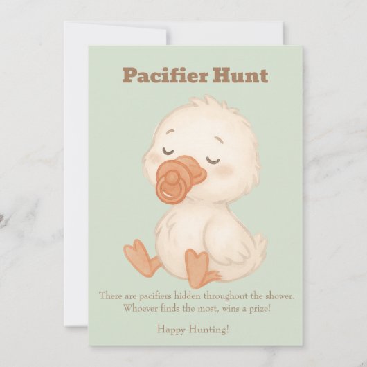 Green A Silly Goose Pacifier Hunt Baby Shower   招待状 (裏面)