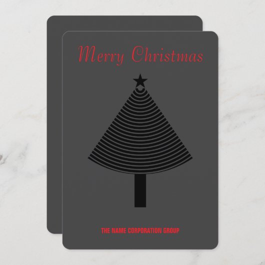 Green abstract Christmas tree business Invitation 招待状 (正面/裏面)