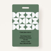Green Abstract Design Employee Photo ID Company バッジ (裏面)