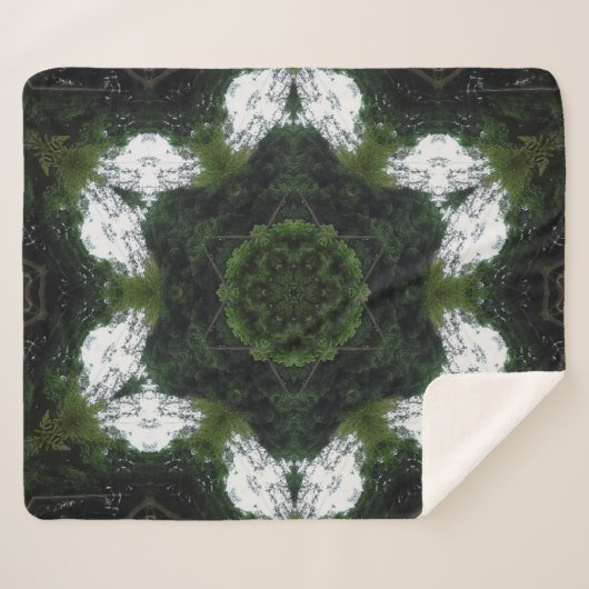 GREEN ABSTRACT DRAWING. SAMER BRASIL 1 シェルパブランケット (正面(横))