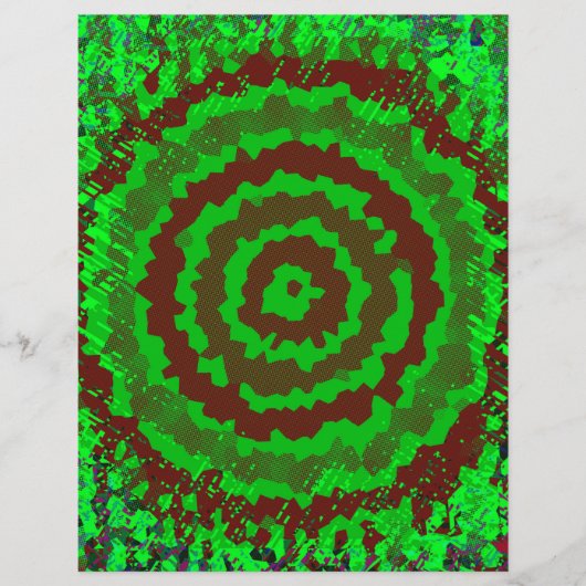 Green Abstract Flower Scrapbook Paper 2-Sided Page (正面)