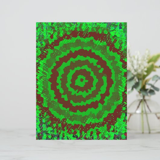 Green Abstract Flower Scrapbook Paper 2-Sided Page (スタンド正面)