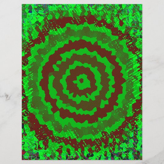 Green Abstract Flower Scrapbook Paper 2-Sided Page (裏面)