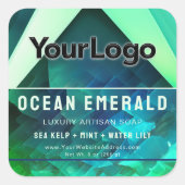 Green Abstract Geometric Branded Product Label スクエアシール (正面)