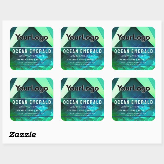 Green Abstract Geometric Branded Product Label スクエアシール (シート)