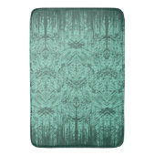 Green Abstract Island Tiki Pattern バスマット (正面縦)