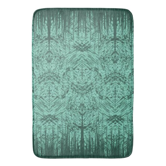 Green Abstract Island Tiki Pattern バスマット (正面縦)