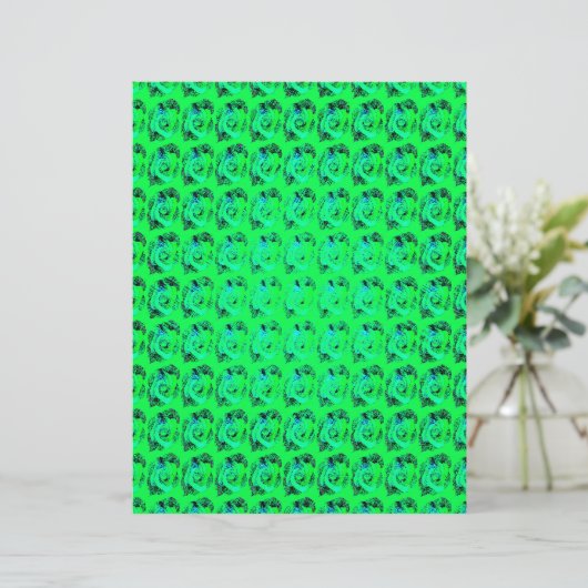 Green Abstract Roses Scrapbook Paper 2-Sided Page (スタンド正面)