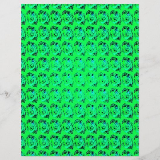 Green Abstract Roses Scrapbook Paper 2-Sided Page (裏面)