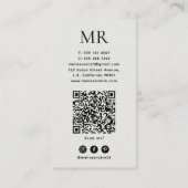 Green Abstract Watercolor with Monogram & QR Code 名刺 (裏面)