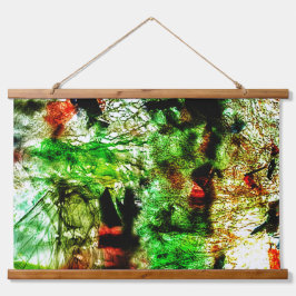 Green abstract Wood Topped Wall Tapestry,Calm art  吊り下げ型タペストリー