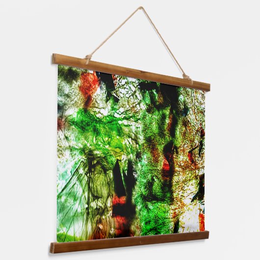 Green abstract Wood Topped Wall Tapestry,Calm art 吊り下げ型タペストリー (傾斜あり)