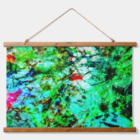 Green abstract Wood Topped Wall Tapestry,Fresh art 吊り下げ型タペストリー (正面)