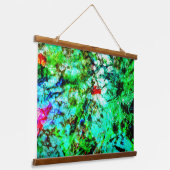 Green abstract Wood Topped Wall Tapestry,Fresh art 吊り下げ型タペストリー (傾斜あり)