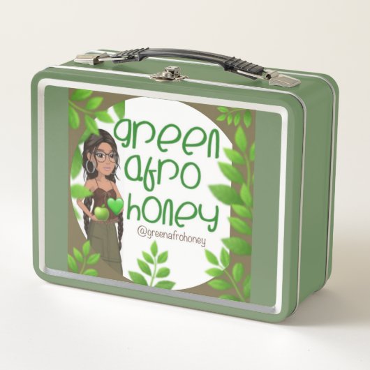 Green Afro Honey Lunch Box 1 メタルランチボックス (正面)