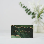 Green Agate Gold Glitter Luxury Aesthetician 名刺 (スタンド正面)