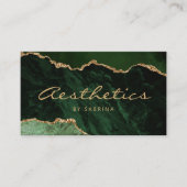 Green Agate Gold Glitter Luxury Aesthetician 名刺 (正面)