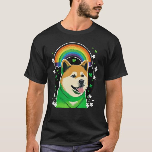 Green Akita Inu shamrock on St Patricks Day Akita  Tシャツ (正面)