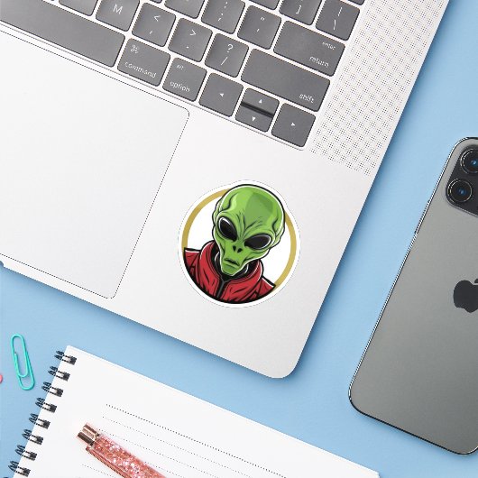 Green Alien シール (ノートパソコンとiPhone)