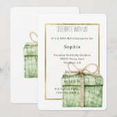 Green Alligator Print Gift Birthday   招待状 (正面/裏面)