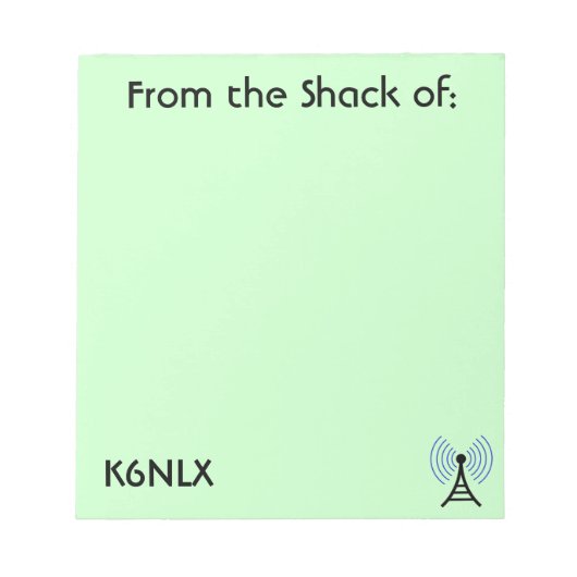Green Amateur Radio Call Sign Notepad ノートパッド (正面)