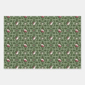 Green and Beige Christmas Forest Village Snowflake ラッピングペーパーシート (正面3)