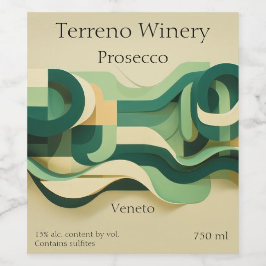 Green and beige curving forms   ワインラベル (シングルラベル)
