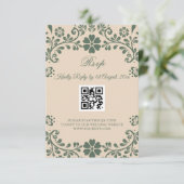 Green and Beige Greenery Wedding 出欠カード (スタンド正面)