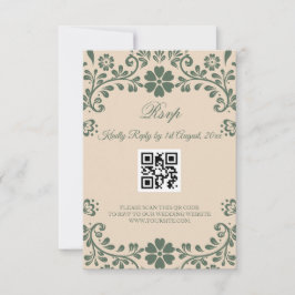 Green and Beige Greenery Wedding 出欠カード