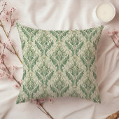 Green and Beige Vintage Botanical Flowers Pattern クッション