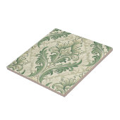 Green and Beige Vintage Botanical Flowers Pattern タイル (側面)