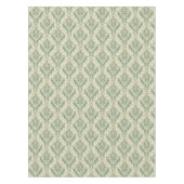 Green and Beige Vintage Botanical Flowers Pattern テーブルクロス (正面)