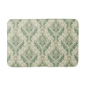 Green and Beige Vintage Botanical Flowers Pattern バスマット (正面)