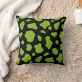 Green and black Cow Print Decorative Pillow クッション (ブランケット)