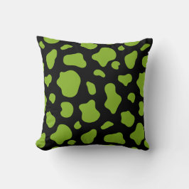 Green and black Cow Print Decorative Pillow クッション
