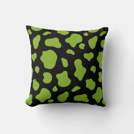 Green and black Cow Print Decorative Pillow クッション (正面)
