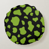 Green And Black Cow Print Decorative Pillow ラウンドクッション (裏面)