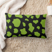 Green And Black Cow Print Decorative Pillow ランバークッション (ブランケット)