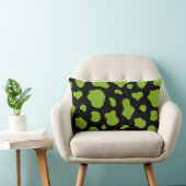Green And Black Cow Print Decorative Pillow ランバークッション (椅子)