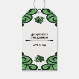 Green and Black Gated Rose Princess Birthday  ギフトタグ