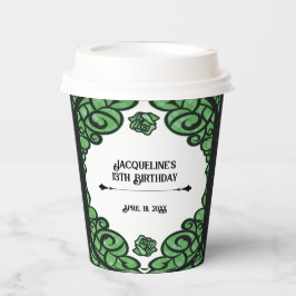 Green and Black Gated Rose Princess Birthday  紙コップ
