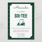 Green And Black Gingham Golf 60th Birthday 招待状 (正面)