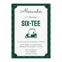 Green And Black Gingham Golf 60th Birthday