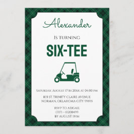 Green And Black Gingham Golf 60th Birthday 招待状